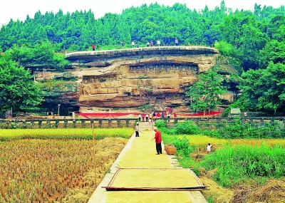 唐代釋迦牟尼涅槃圖，位于四川省安岳縣臥佛鎮(zhèn)臥佛院。