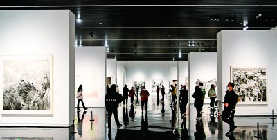 3月18日，藝術(shù)愛好者在“第五屆全國中國畫展覽”現(xiàn)場參觀。新華社發(fā)