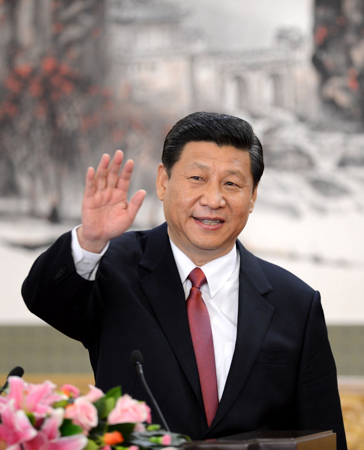 2012年11月15日，剛剛在中共十八屆一中全會上當選中共中央總書記的習近平在北京人民大會堂同采訪十八大的中外記者親切見面。新華社記者 謝環(huán)馳 攝