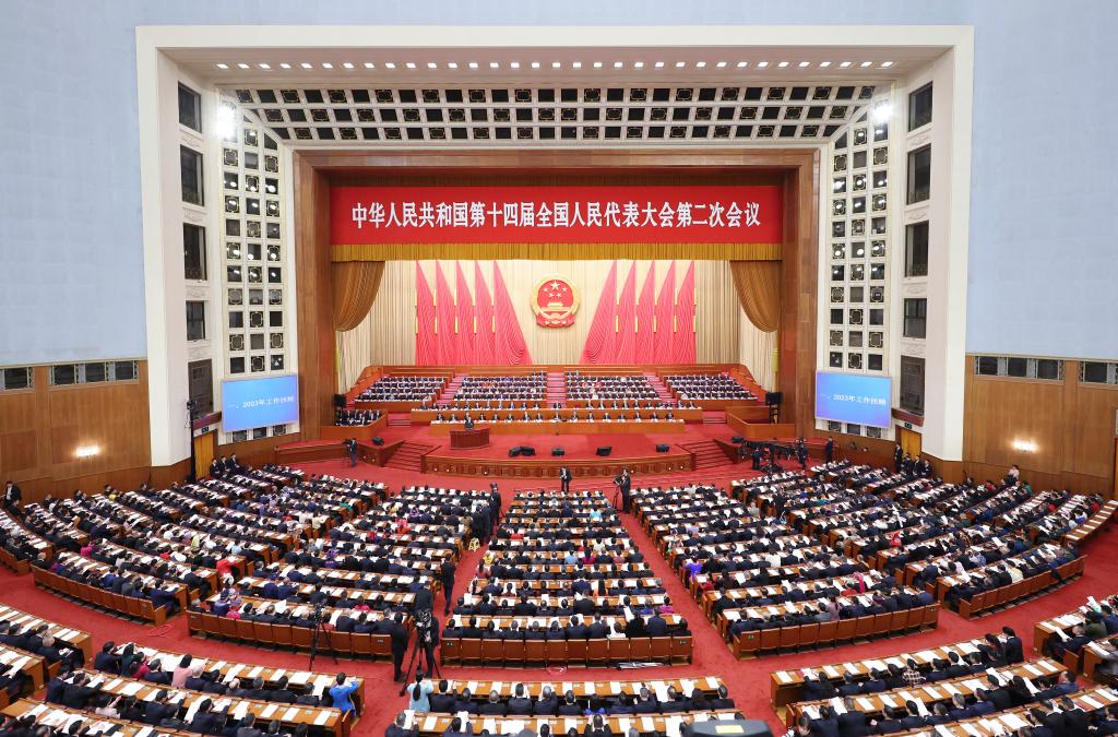 3月5日，第十四屆全國人民代表大會第二次會議在北京人民大會堂開幕。新華社記者 丁海濤 攝
