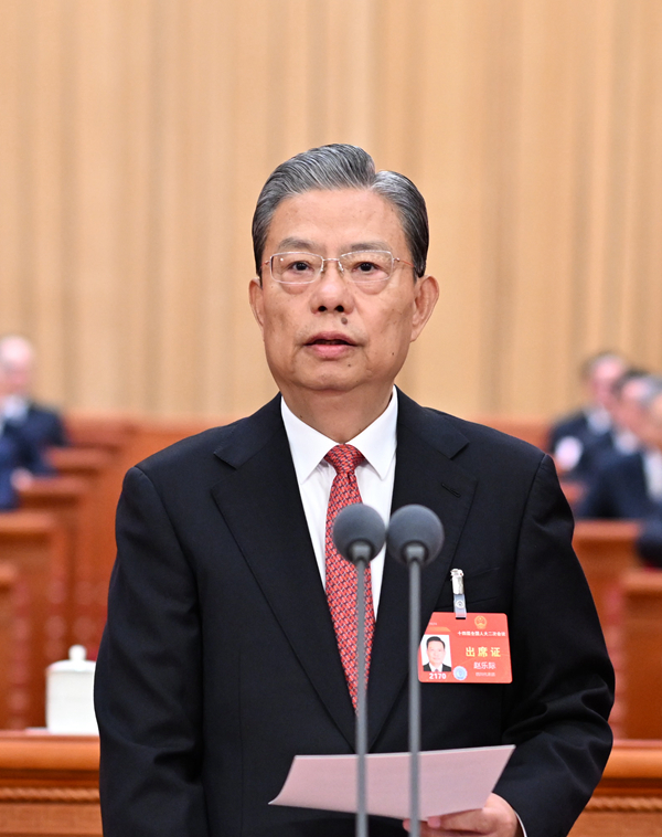 3月5日，第十四屆全國(guó)人民代表大會(huì)第二次會(huì)議在北京人民大會(huì)堂開(kāi)幕。趙樂(lè)際主持開(kāi)幕會(huì)。新華社記者 謝環(huán)馳 攝