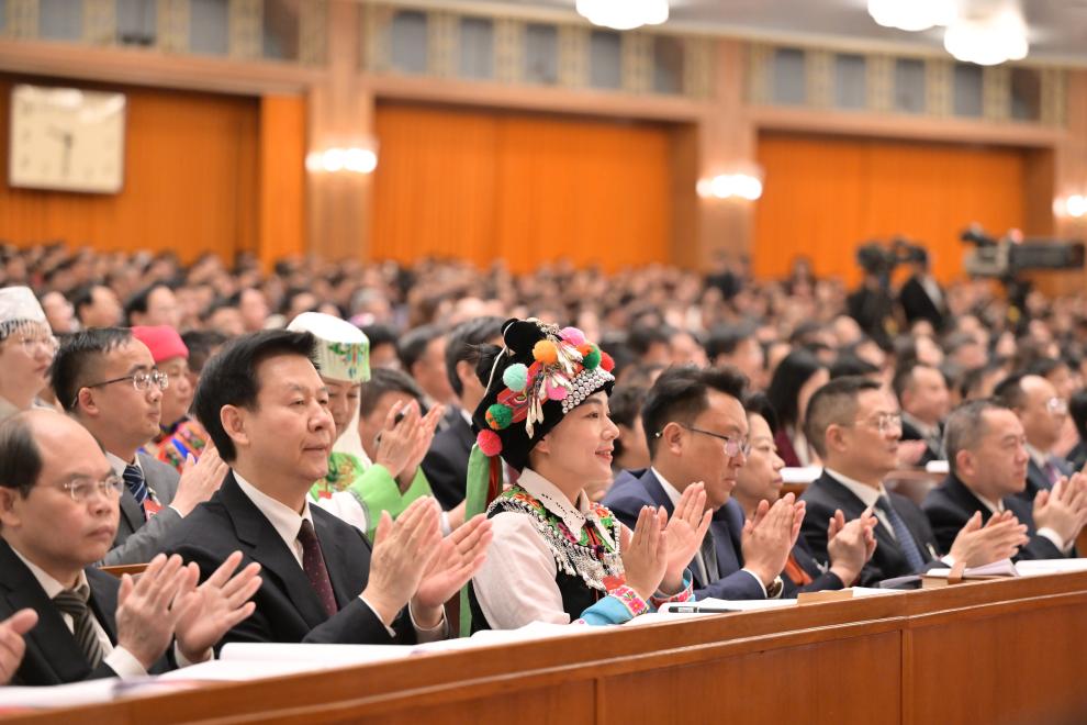 3月8日，十四屆全國人大二次會議在北京人民大會堂舉行第二次全體會議。新華社記者 謝環(huán)馳 攝