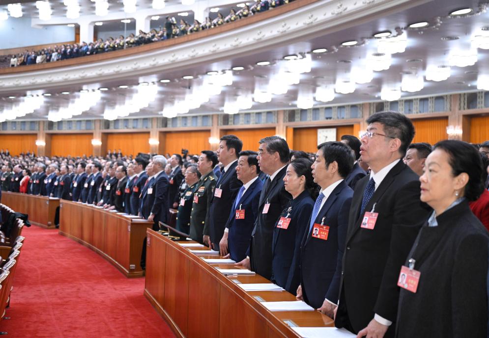 3月10日，中國人民政治協(xié)商會議第十四屆全國委員會第二次會議在北京人民大會堂舉行閉幕會。新華社記者 李學(xué)仁 攝