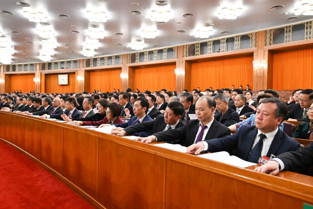 3月10日，中國人民政治協(xié)商會議第十四屆全國委員會第二次會議在北京人民大會堂舉行閉幕會。新華社記者 謝環(huán)馳 攝