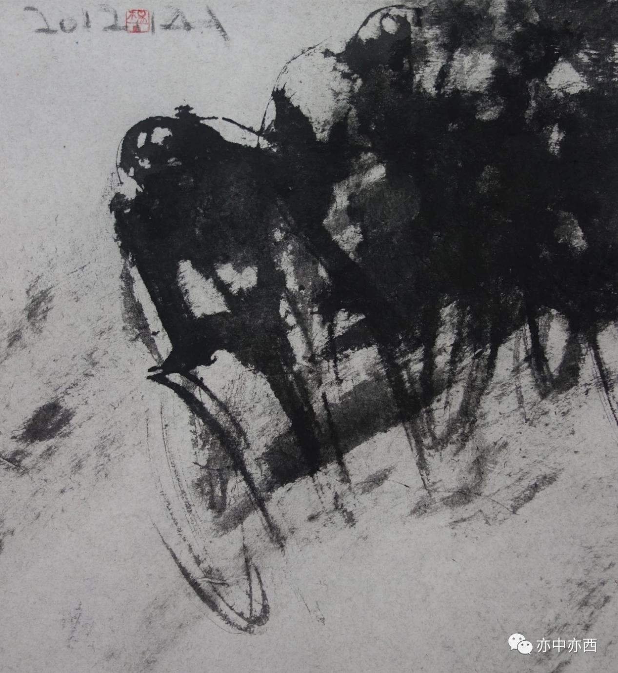 沖向終點(diǎn)，36X39CM,2012年，紙本水墨