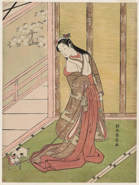 鈴木春信「女三宮と貓」，1767–68  ACCESSION NUMBER: 21.4654