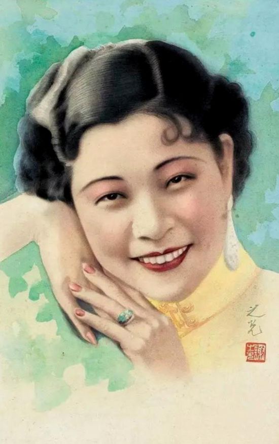 張信哲收藏的月份牌原作，謝之光以演員胡蝶為模特而創(chuàng)作的美女肖像