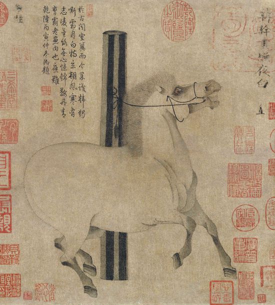 （唐）韓幹 照夜白 (局部) 紙本墨筆 縱30.8厘米 橫33厘米 〔美〕大都會藝術(shù)博物館藏